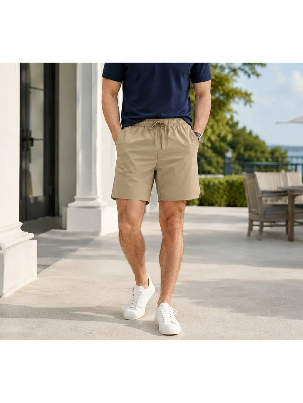 NWT J Crew Lined Tech Dock Shorts Mens Size Large Khaki UPF 50+ Water Resistant